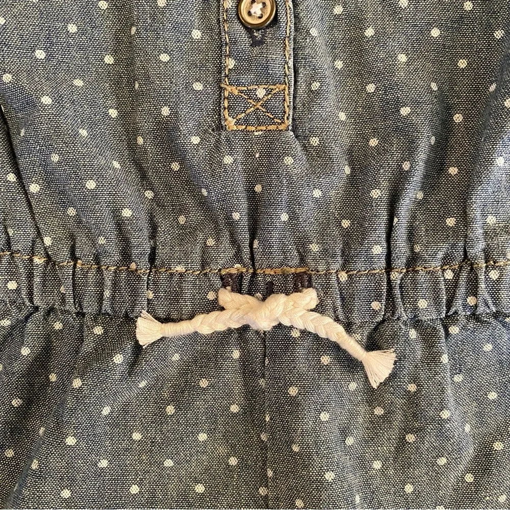 Carter's Baby Chambray Romper Size 3 mos Blue 100% Cotton Polka Dot 1 Piece NWT